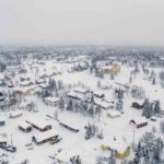 Aerial view of Muonio Village Lapland Finland